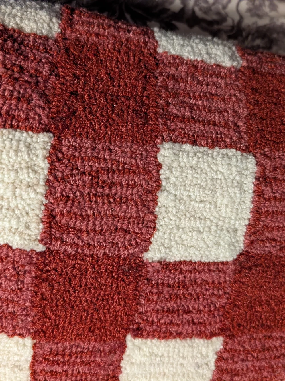 Red and White Checker Chenille Throw Pillows